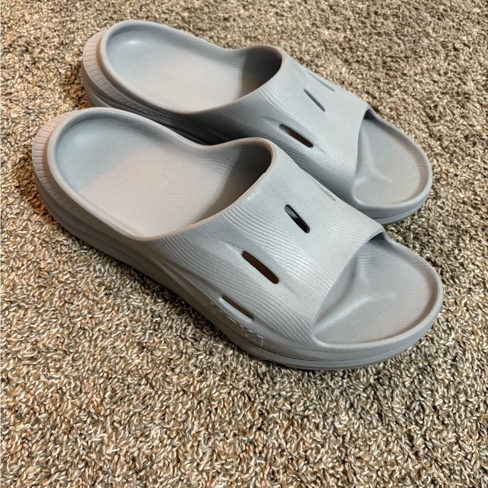 Hoka One One Gray Slide Sandals
